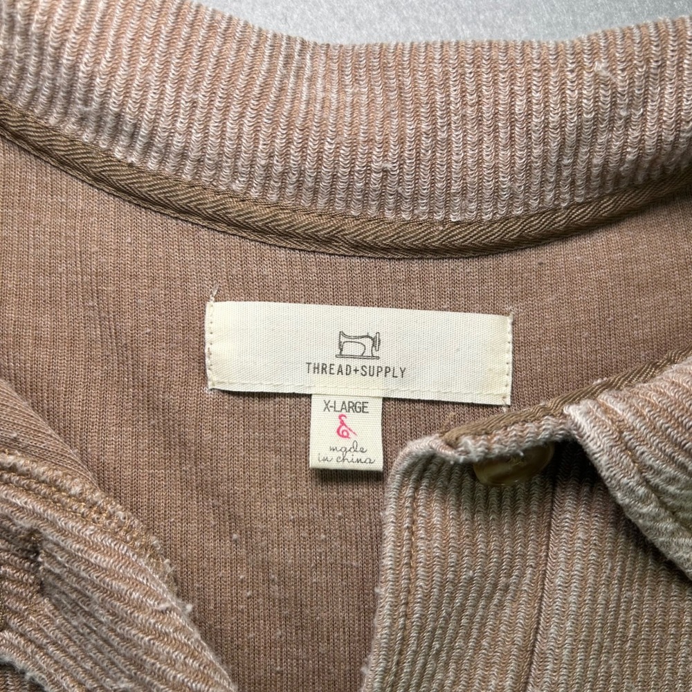 Thread & Supply Shacket Women XL Brown Corduroy Ribbed Button Down Copper - Picture 2 of 9